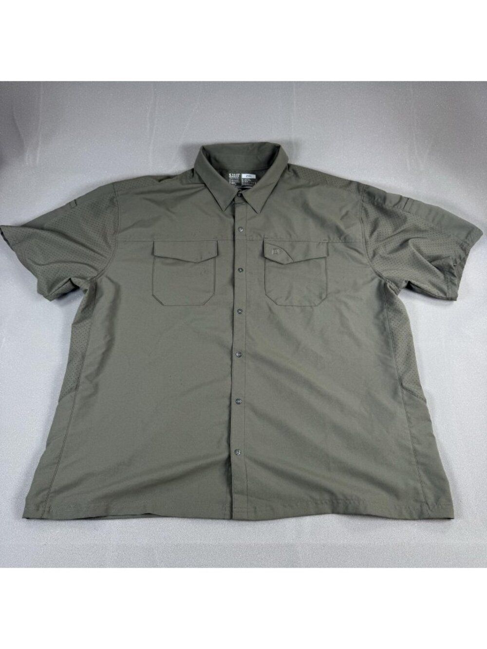 5.11 Tactical Shirt Mens Size 2XL Green Short Sleeve Tactical Button Up Workwear